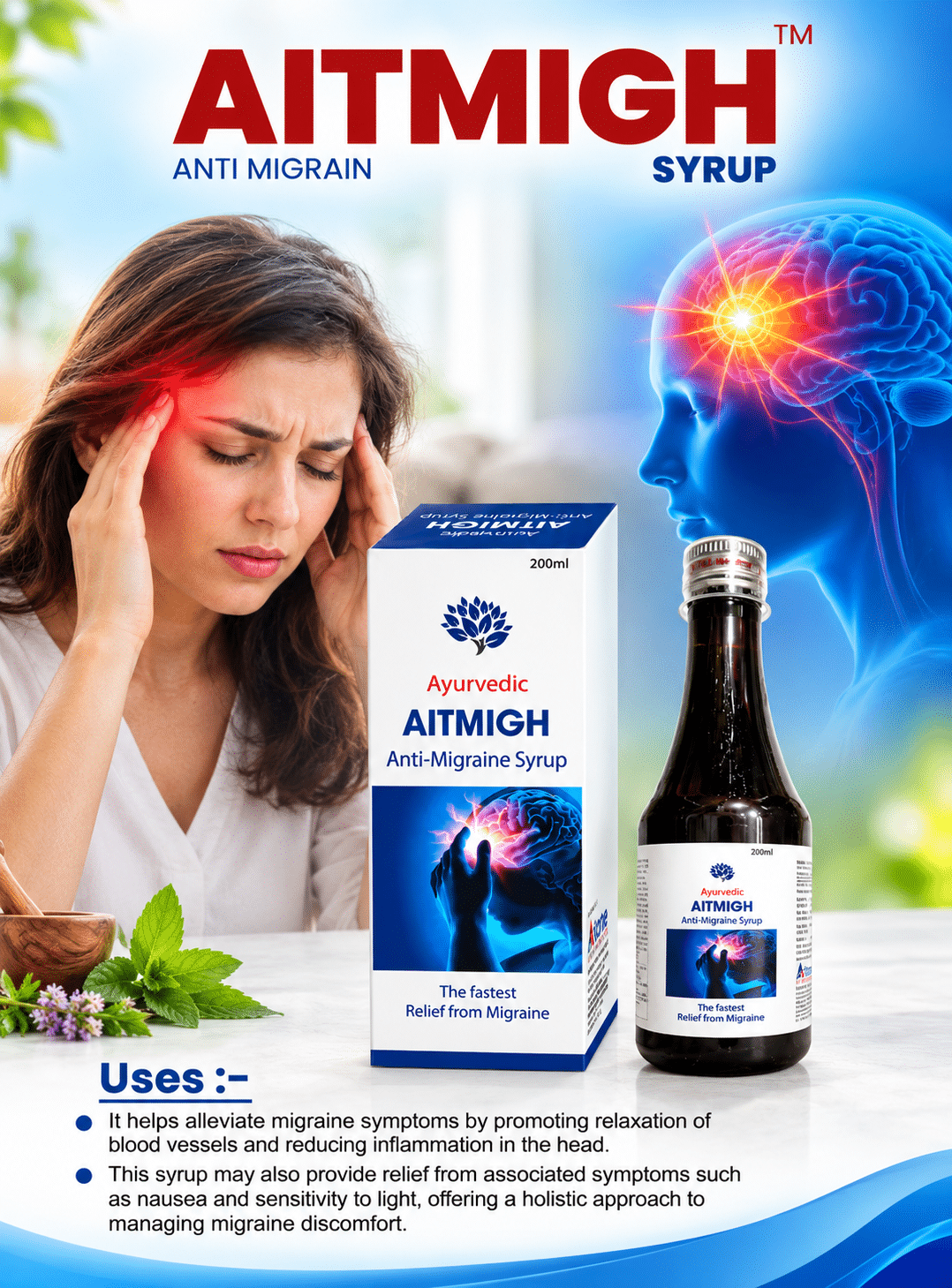 AITMIGH™ Anti-Migraine Syrup Ayurvedic Herbal Formula for Head Comfort & Neurological Wellness