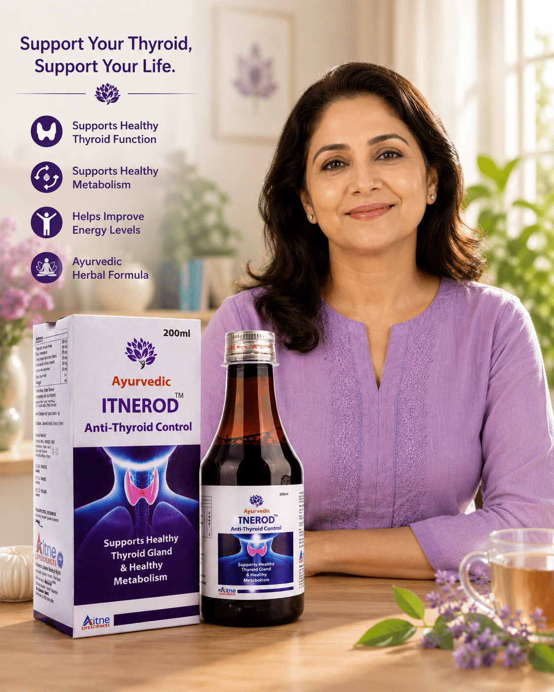 ITNEROD™ Anti-Thyroid Control Syrup Ayurvedic Herbal Formula for Thyroid Wellness & Healthy Metabolism